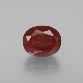 4.09カラットの天然ハニーレッドアンデシン・ラブラドライト、オーバルカット、半透明