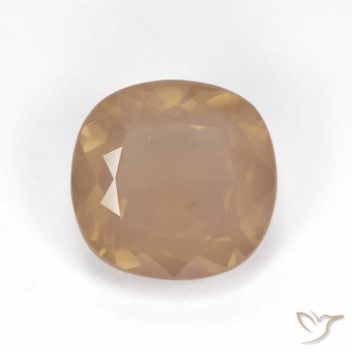 3.26ct 天然 薄いピーチオレンジ アンデシン ラブラドライト, クッション, 透明