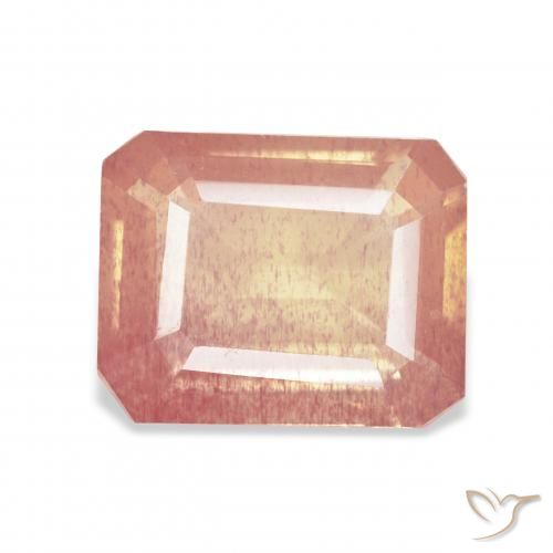 4.58ct 天然 薄い赤みがかったオレンジ アンデシン・ラブラドライト, エメラルドカット, 透明