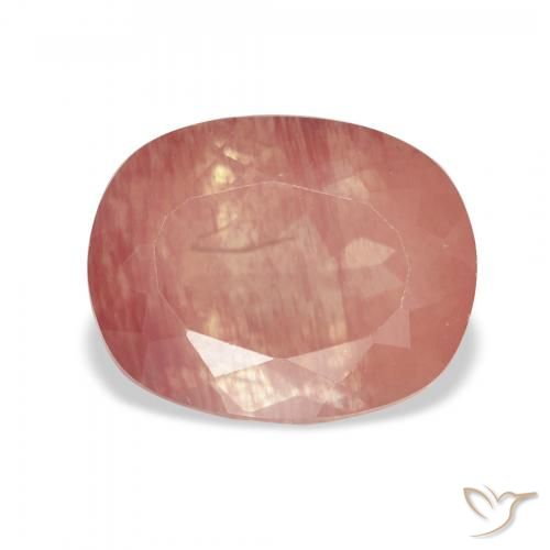 3.67ct 天然 ラズベリーピンク アンデシン・ラブラドライト, クッション, 透明