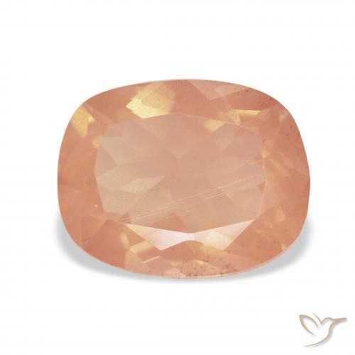 4.00ct 天然 薄い赤みがかったオレンジ アンデシン・ラブラドライト, クッション, 透明