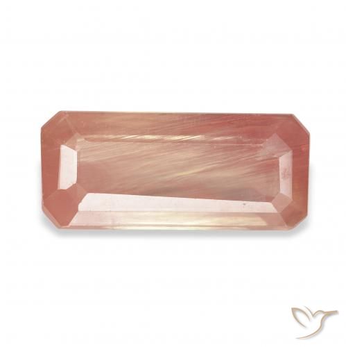 2.73ct グレープフルーツピンク アンデシン・ラブラドライト, エメラルドカット, 透明