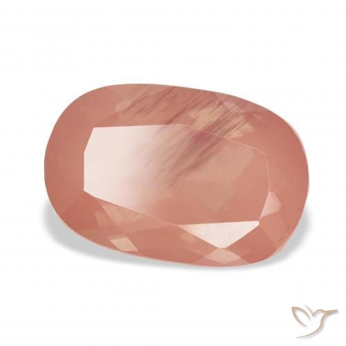 4.36カラットの天然赤みがかったオレンジアンデシン・ラブラドライト、クッションカット、透明