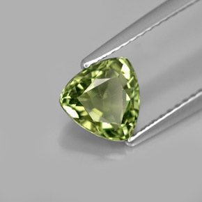 1.44カラットの天然グリーンアパタイト（7.1×7 mm・トリリアント）