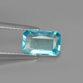 1.50カラットの天然ライトブルーアパタイト（8.9×5.8 mm・エメラルドカット）