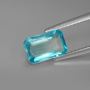 1.50カラットの天然ライトブルーアパタイト（8.9×5.8 mm・エメラルドカット）