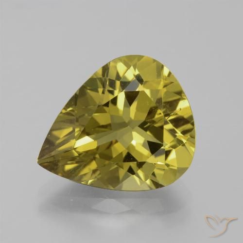 7.75ct 天然 ミディアムイエロー アパタイト, 洋梨の形, VS