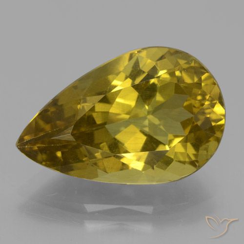 8.03ct 天然 ミディアムイエロー アパタイト, 洋梨の形, VS
