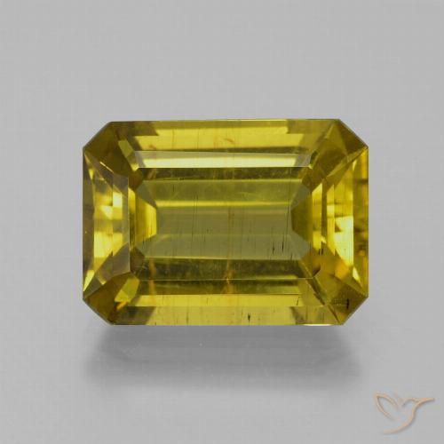 8.07ct 天然 茶色がかった黄色 アパタイト, エメラルドカット, SI