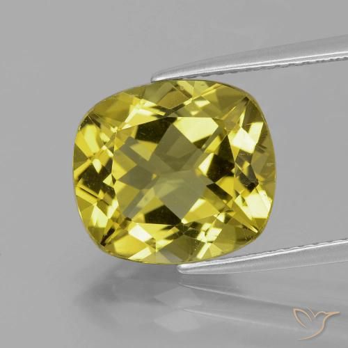 5.57ct 天然 ミディアムゴールド アパタイト, クッション, VS