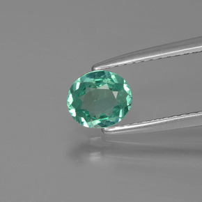 0.62カラットの天然グリーンアパタイト（6.3×5.3 mm・オーバルカット）