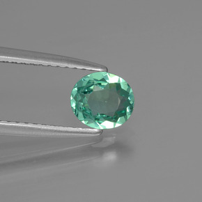 0.62カラットの天然グリーンアパタイト（6.3×5.3 mm・オーバルカット）