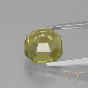 5.88カラットの天然アーシーイエローアパタイト、八角形 / エメラルドカット、VS-SI