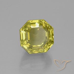 7.51カラットの天然緑ががかったイエローアパタイト、八角形 / エメラルドカット、VS