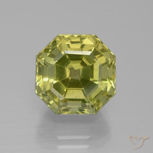 9.46ct 天然 緑ががかったイエロー アパタイト, エメラルドカット, VS