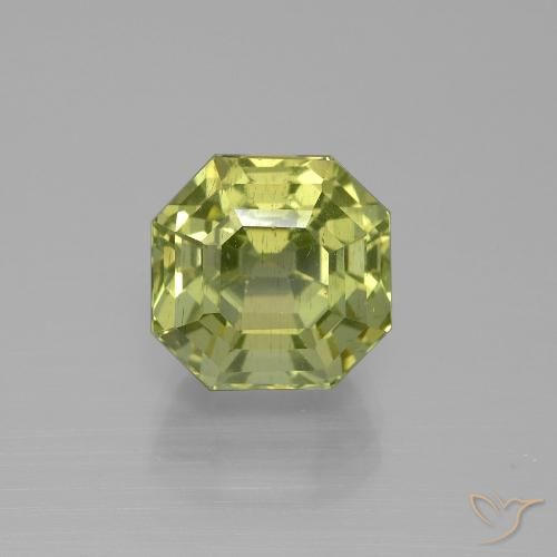 5.48ct 天然 ミディアムイエロー アパタイト, エメラルドカット, VS