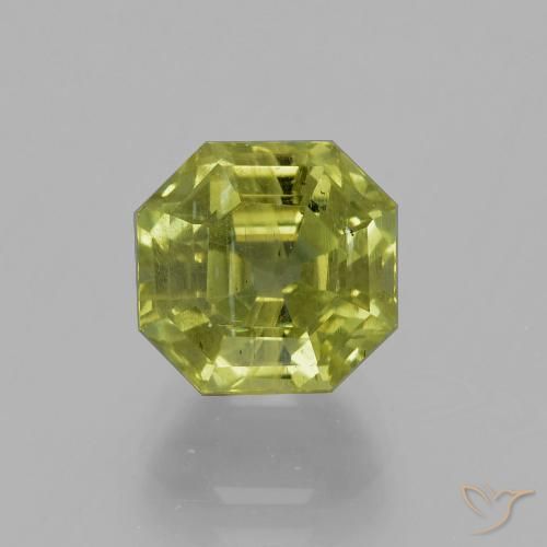 4.46ct 天然 ウォームアーシーグリーン アパタイト, エメラルドカット, VS-SI