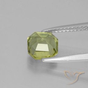 1.64カラットの天然黄みがかったグリーンアパタイト、八角形 / エメラルドカット、VS