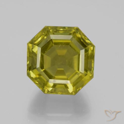 14.41ct 天然 アーシーグリーン アパタイト, エメラルドカット, VS