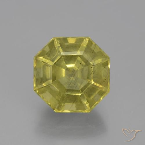 4.69ct 天然 ミディアムイエロー アパタイト, エメラルドカット, VS