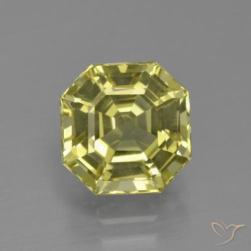 4.10ct 天然 ミディアムイエロー アパタイト, エメラルドカット, VVS-VS