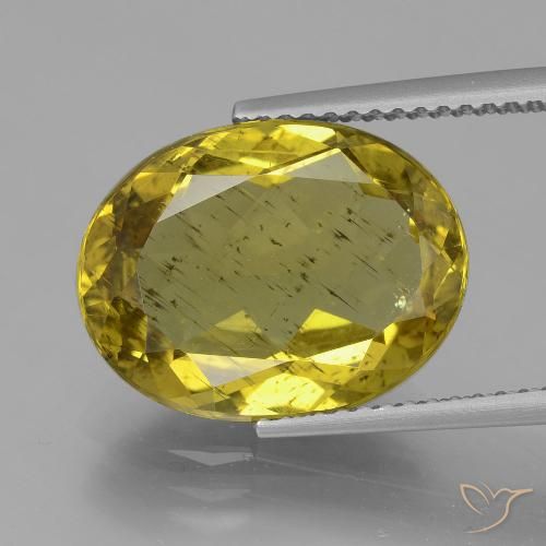7.28ct 天然 ミディアムイエロー アパタイト, 楕円形, VS-SI