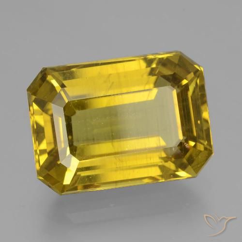 10.57ct 天然 深い黄色 アパタイト, エメラルドカット, VS