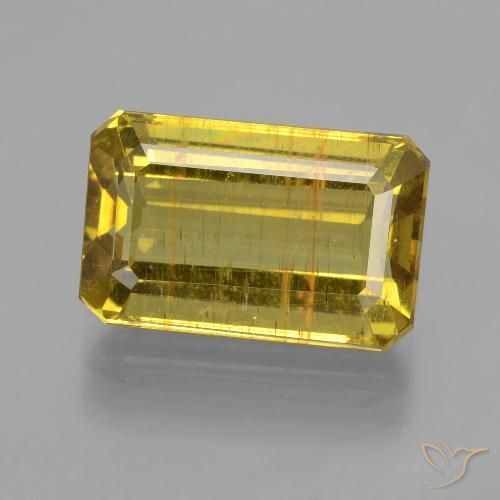 8.59ct 天然 秋の黄色 アパタイト, エメラルドカット, VS