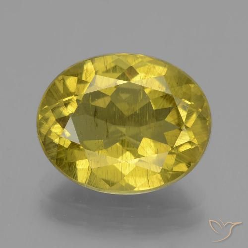 5.50ct 天然 黄色がかったゴールド アパタイト, 楕円形, VS-SI