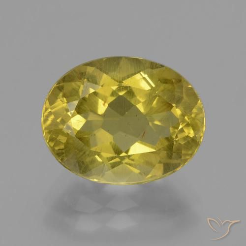 4.73ct 天然 ミディアムイエロー アパタイト, 楕円形, VS