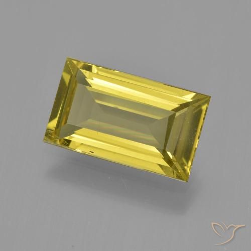 3.41ct 天然 ミディアムイエロー アパタイト, バゲット, VS