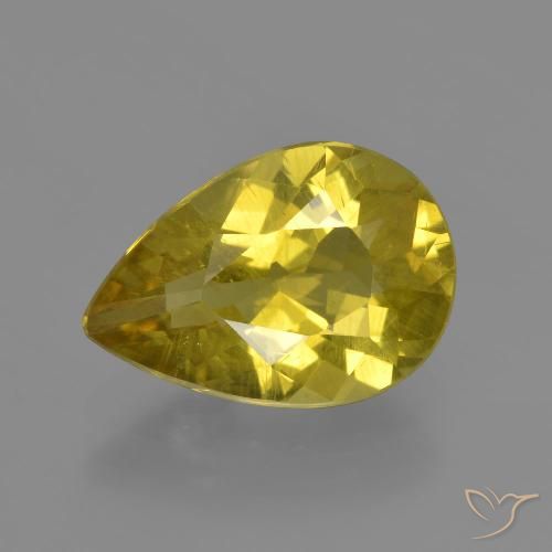 3.46ct 天然 ミディアムイエロー アパタイト, 洋梨の形, VS