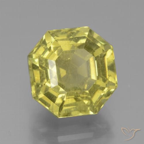6.61ct 天然 ライトイエロー アパタイト, エメラルドカット, VS