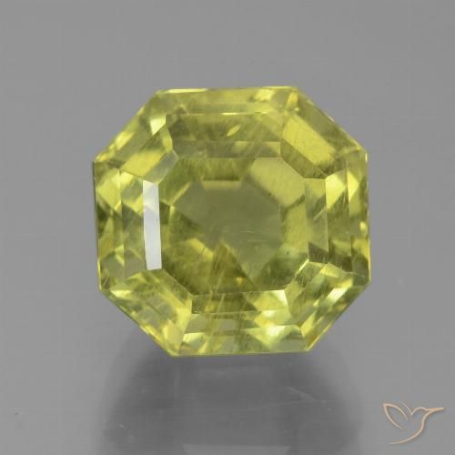 6.95ct 天然 レモンイエロー アパタイト, エメラルドカット, VS