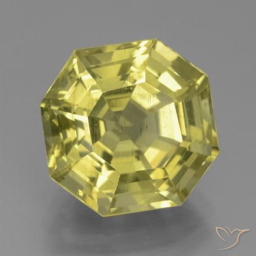 7.08ct 天然 薄いコーンイエロー アパタイト, エメラルドカット, VS