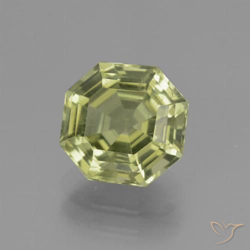3.31ct 天然 イエローグリーン アパタイト, エメラルドカット, VS