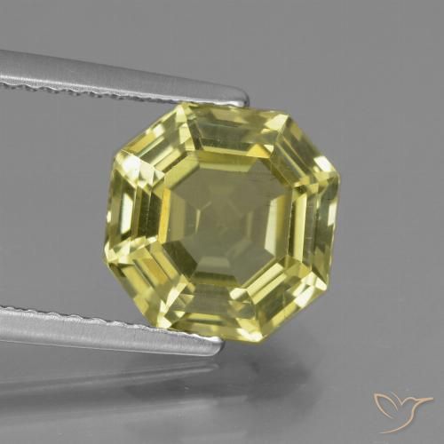 3.33ct 天然 ミディアムイエロー アパタイト, エメラルドカット, VS