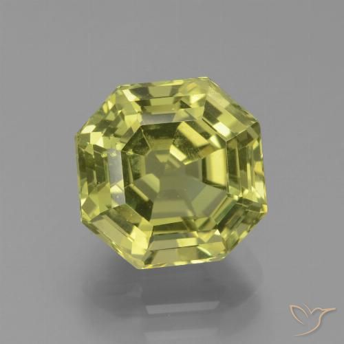 4.64ct 天然 ミディアムイエロー アパタイト, エメラルドカット, VS
