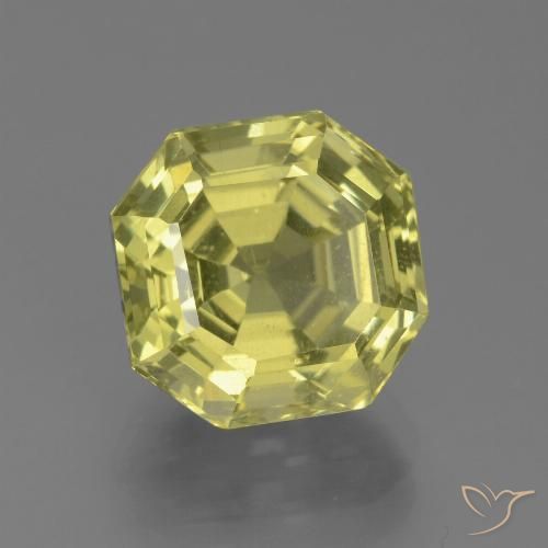 4.94ct 天然 ライトイエロー アパタイト, エメラルドカット, VS