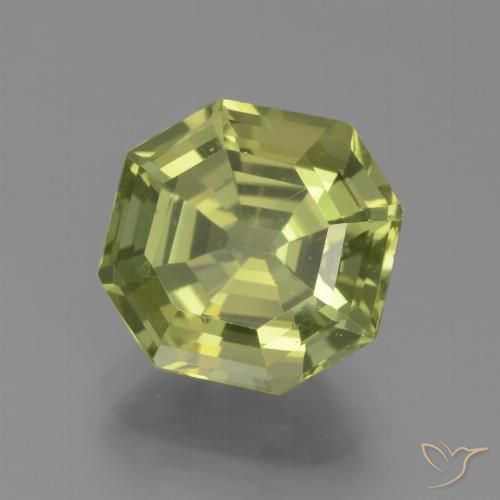 4.58ct 天然 イエローグリーン アパタイト, エメラルドカット, VS