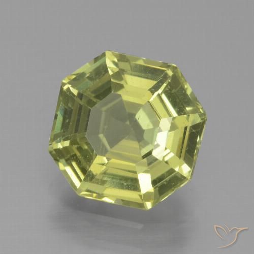 2.13ct 天然 グリーンイエロー アパタイト, エメラルドカット, VS