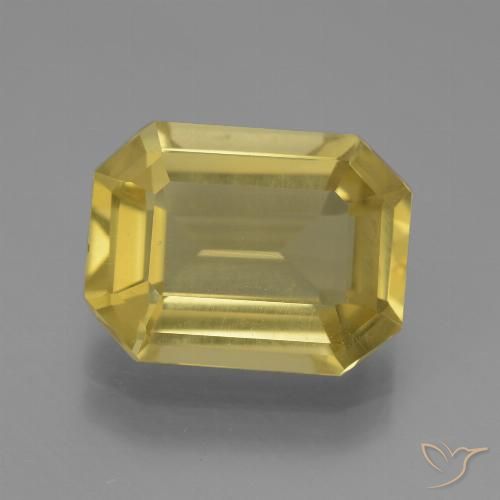 4.84ct 天然 薄いゴールデンイエロー アパタイト, エメラルドカット, VVS-VS