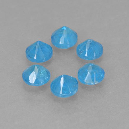 1.21カラットの天然ミディアムブルーアパタイト（3.52 mm・ラウンドカット）
