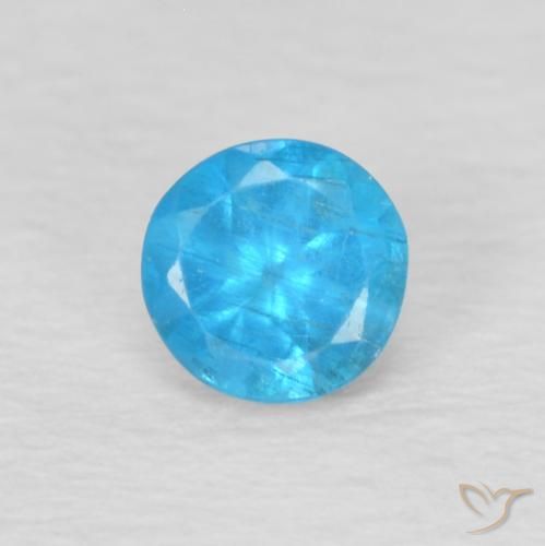 0.23ct 天然 ミディアムブルー アパタイト, ラウンド, VS