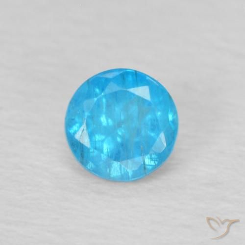 0.22ct 天然 ミディアムブルー アパタイト, ラウンド, VS