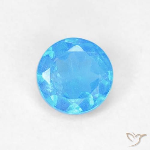 0.20ct 天然 ミディアムブルー アパタイト, ラウンド, VVS-VS