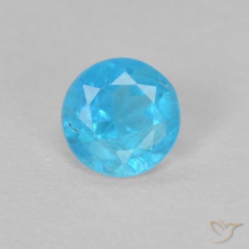 0.16ct 天然 濃いアズール アパタイト, ラウンド, VS