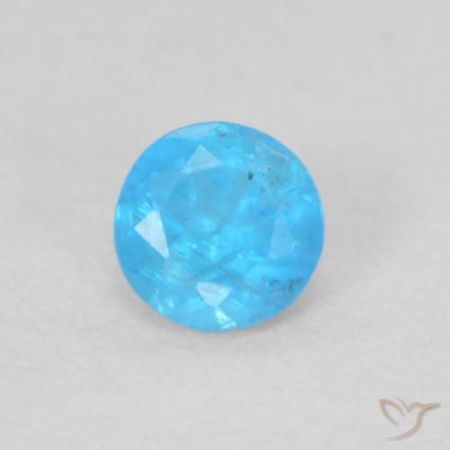 0.19ct 天然 濃いアズールブルー アパタイト, ラウンド, VS