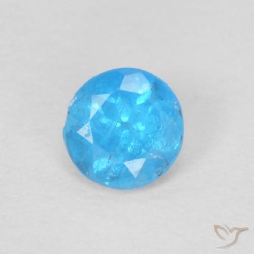0.16ct 天然 濃い紺碧の青 アパタイト, ラウンド, VS