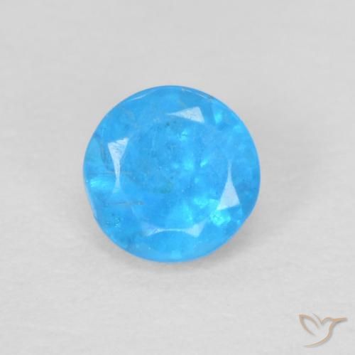 0.22ct 天然 濃い紺碧の青 アパタイト, ラウンド, VS
